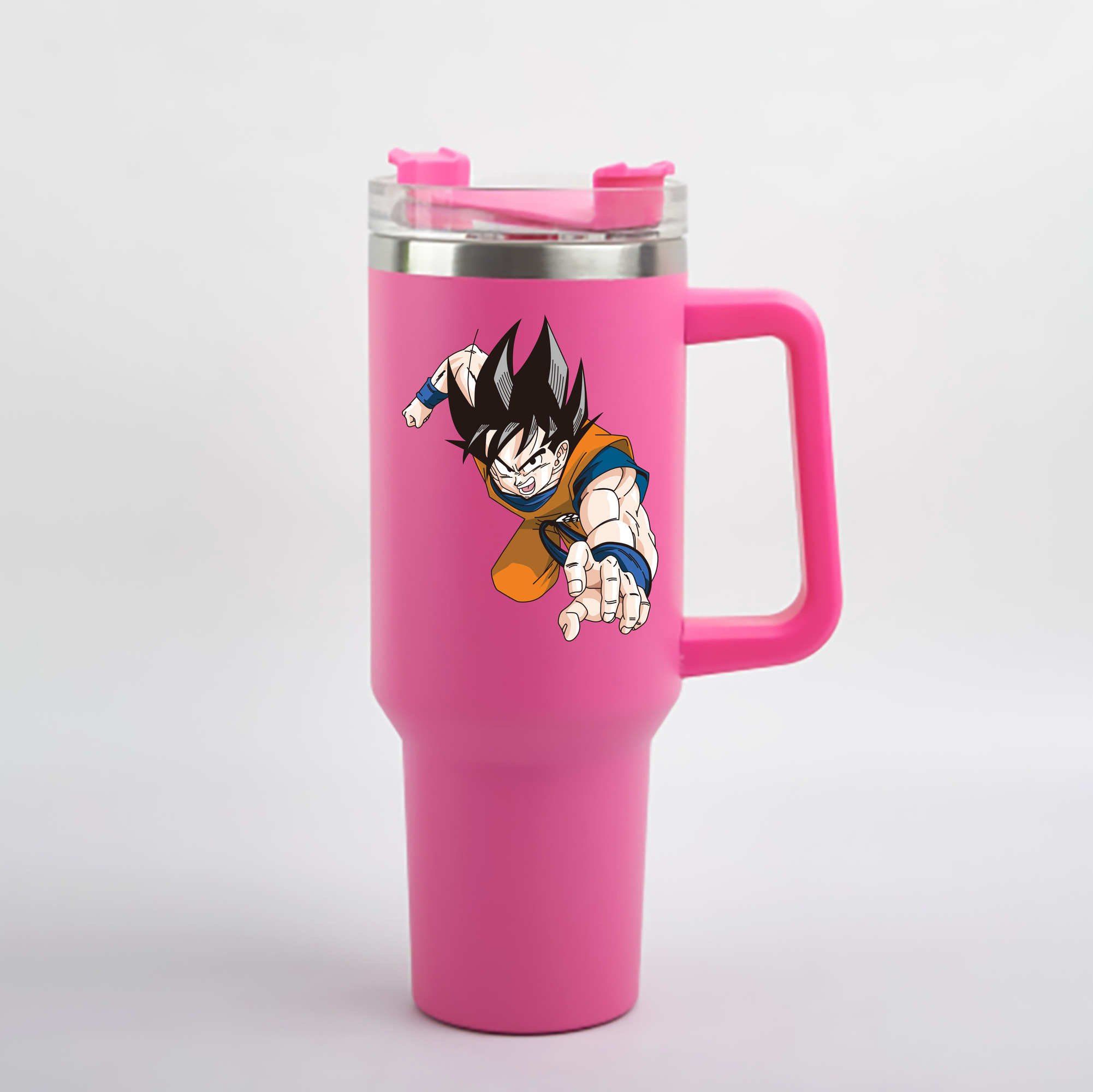 （画像用） ドラゴンボール 孫悟空（そん ごくう）Son Goku カカロット DRAGON BALL Kakarotto 1200mL車用タンブラー - クリスタルステッカー（プラスチックストロー付き）